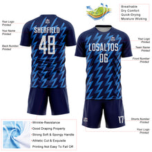 Load image into Gallery viewer, Custom Navy White-Powder Blue Zigzag Shape Sublimation Soccer Uniform Jersey