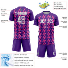 Load image into Gallery viewer, Custom Purple White-Pink Zigzag Shape Sublimation Soccer Uniform Jersey