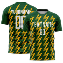 Load image into Gallery viewer, Custom Green White-Gold Zigzag Shape Sublimation Soccer Uniform Jersey