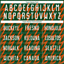 Load image into Gallery viewer, Custom Green White-Orange Zigzag Shape Sublimation Soccer Uniform Jersey