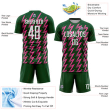 Load image into Gallery viewer, Custom Green White-Pink Zigzag Shape Sublimation Soccer Uniform Jersey