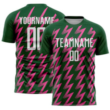 Load image into Gallery viewer, Custom Green White-Pink Zigzag Shape Sublimation Soccer Uniform Jersey