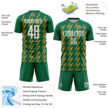 Load image into Gallery viewer, Custom Kelly Green White-Old Gold Zigzag Shape Sublimation Soccer Uniform Jersey