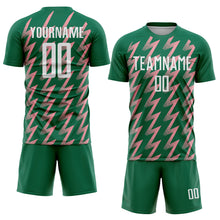 Load image into Gallery viewer, Custom Kelly Green White-Medium Pink Zigzag Shape Sublimation Soccer Uniform Jersey