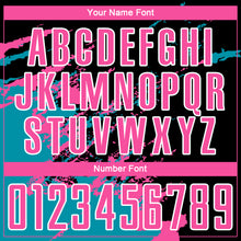 Load image into Gallery viewer, Custom Black Pink-Teal Abstract Fragment Art Splash Sublimation Soccer Uniform Jersey