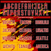 Load image into Gallery viewer, Custom Black Red-Gold Abstract Fragment Art Splash Sublimation Soccer Uniform Jersey