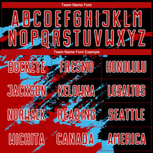 Load image into Gallery viewer, Custom Black Red-Sky Blue Abstract Fragment Art Splash Sublimation Soccer Uniform Jersey