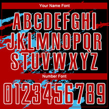 Load image into Gallery viewer, Custom Black Red-Sky Blue Abstract Fragment Art Splash Sublimation Soccer Uniform Jersey