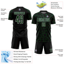 Load image into Gallery viewer, Custom Black Green-White Abstract Network Splash Sublimation Soccer Uniform Jersey