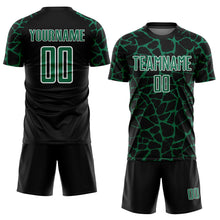 Load image into Gallery viewer, Custom Black Kelly Green-White Abstract Network Splash Sublimation Soccer Uniform Jersey