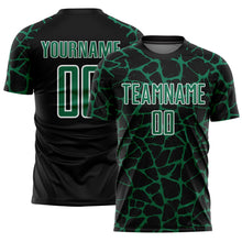 Load image into Gallery viewer, Custom Black Kelly Green-White Abstract Network Splash Sublimation Soccer Uniform Jersey
