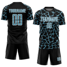Load image into Gallery viewer, Custom Black Shadow Blue-White Abstract Network Splash Sublimation Soccer Uniform Jersey