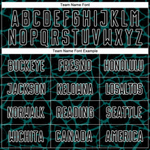 Load image into Gallery viewer, Custom Black Midnight Green-White Abstract Network Splash Sublimation Soccer Uniform Jersey