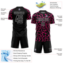 Load image into Gallery viewer, Custom Black Hot Pink-White Abstract Network Splash Sublimation Soccer Uniform Jersey