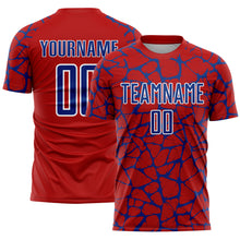 Load image into Gallery viewer, Custom Red Royal-White Abstract Network Splash Sublimation Soccer Uniform Jersey