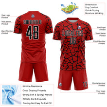 Load image into Gallery viewer, Custom Red Black-White Abstract Network Splash Sublimation Soccer Uniform Jersey