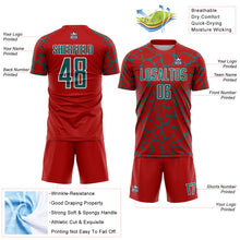 Load image into Gallery viewer, Custom Red Teal-White Abstract Network Splash Sublimation Soccer Uniform Jersey