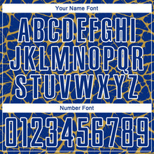 Load image into Gallery viewer, Custom Royal Old Gold-White Abstract Network Splash Sublimation Soccer Uniform Jersey