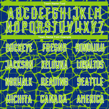 Load image into Gallery viewer, Custom Royal Neon Green-White Abstract Network Splash Sublimation Soccer Uniform Jersey