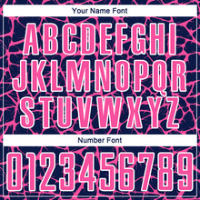 Load image into Gallery viewer, Custom Navy Pink-White Abstract Network Splash Sublimation Soccer Uniform Jersey