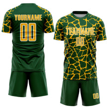 Load image into Gallery viewer, Custom Green Gold-White Abstract Network Splash Sublimation Soccer Uniform Jersey