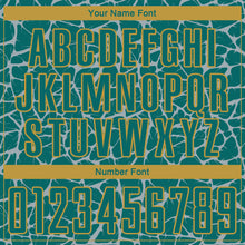 Load image into Gallery viewer, Custom Teal Gray-Old Gold Abstract Network Splash Sublimation Soccer Uniform Jersey