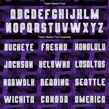 Load image into Gallery viewer, Custom Black White-Purple Line Sublimation Soccer Uniform Jersey