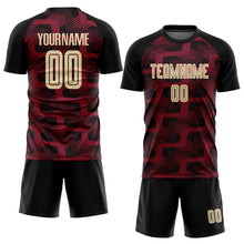 Load image into Gallery viewer, Custom Black Cream-Crimson Line Sublimation Soccer Uniform Jersey