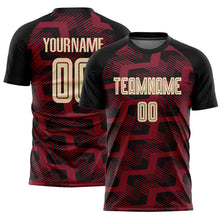 Load image into Gallery viewer, Custom Black Cream-Crimson Line Sublimation Soccer Uniform Jersey