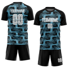 Load image into Gallery viewer, Custom Black White-Shadow Blue Line Sublimation Soccer Uniform Jersey