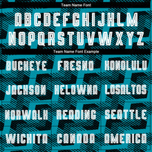 Load image into Gallery viewer, Custom Black White-Teal Line Sublimation Soccer Uniform Jersey