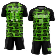Load image into Gallery viewer, Custom Black Aurora Green-White Line Sublimation Soccer Uniform Jersey