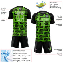 Load image into Gallery viewer, Custom Black Aurora Green-White Line Sublimation Soccer Uniform Jersey