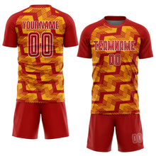 Load image into Gallery viewer, Custom Red Gold-White Line Sublimation Soccer Uniform Jersey