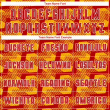 Load image into Gallery viewer, Custom Red Gold-White Line Sublimation Soccer Uniform Jersey