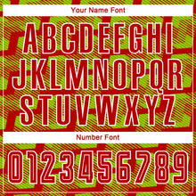 Load image into Gallery viewer, Custom Red Neon Green-White Line Sublimation Soccer Uniform Jersey