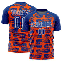 Load image into Gallery viewer, Custom Royal Orange-White Line Sublimation Soccer Uniform Jersey