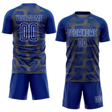 Load image into Gallery viewer, Custom Royal Steel Gray-White Line Sublimation Soccer Uniform Jersey