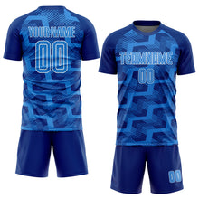 Load image into Gallery viewer, Custom Royal Powder Blue-White Line Sublimation Soccer Uniform Jersey