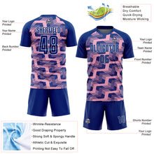 Load image into Gallery viewer, Custom Royal Light Pink-White Line Sublimation Soccer Uniform Jersey