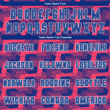 Load image into Gallery viewer, Custom Royal Neon Pink-White Line Sublimation Soccer Uniform Jersey