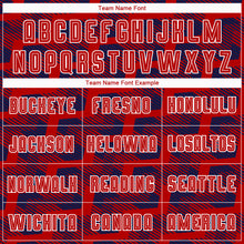 Load image into Gallery viewer, Custom Navy Red-White Line Sublimation Soccer Uniform Jersey