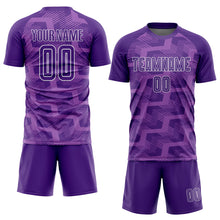 Load image into Gallery viewer, Custom Purple Medium Purple-White Line Sublimation Soccer Uniform Jersey
