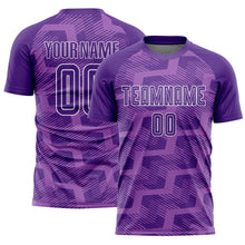 Load image into Gallery viewer, Custom Purple Medium Purple-White Line Sublimation Soccer Uniform Jersey