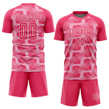 Load image into Gallery viewer, Custom Neon Pink Light Pink-White Line Sublimation Soccer Uniform Jersey