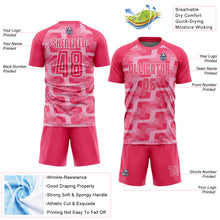 Load image into Gallery viewer, Custom Neon Pink Light Pink-White Line Sublimation Soccer Uniform Jersey