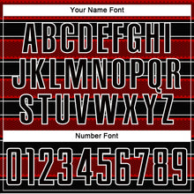 Load image into Gallery viewer, Custom Black Red-White Geometric Shapes And Line Sublimation Soccer Uniform Jersey