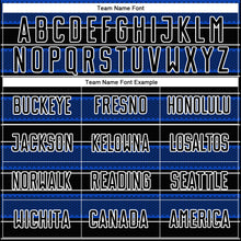 Load image into Gallery viewer, Custom Black Thunder Blue-White Geometric Shapes And Line Sublimation Soccer Uniform Jersey