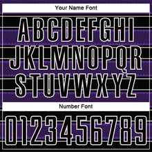 Load image into Gallery viewer, Custom Black Purple-White Geometric Shapes And Line Sublimation Soccer Uniform Jersey