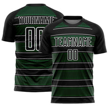 Load image into Gallery viewer, Custom Black Green-White Geometric Shapes And Line Sublimation Soccer Uniform Jersey